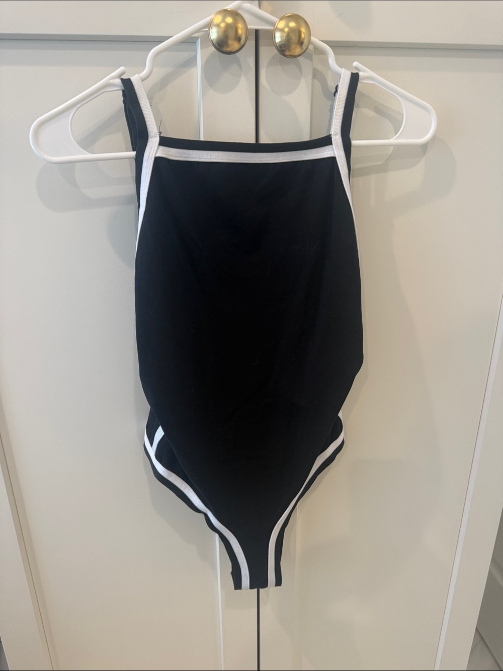 Super down black & white bodysuit